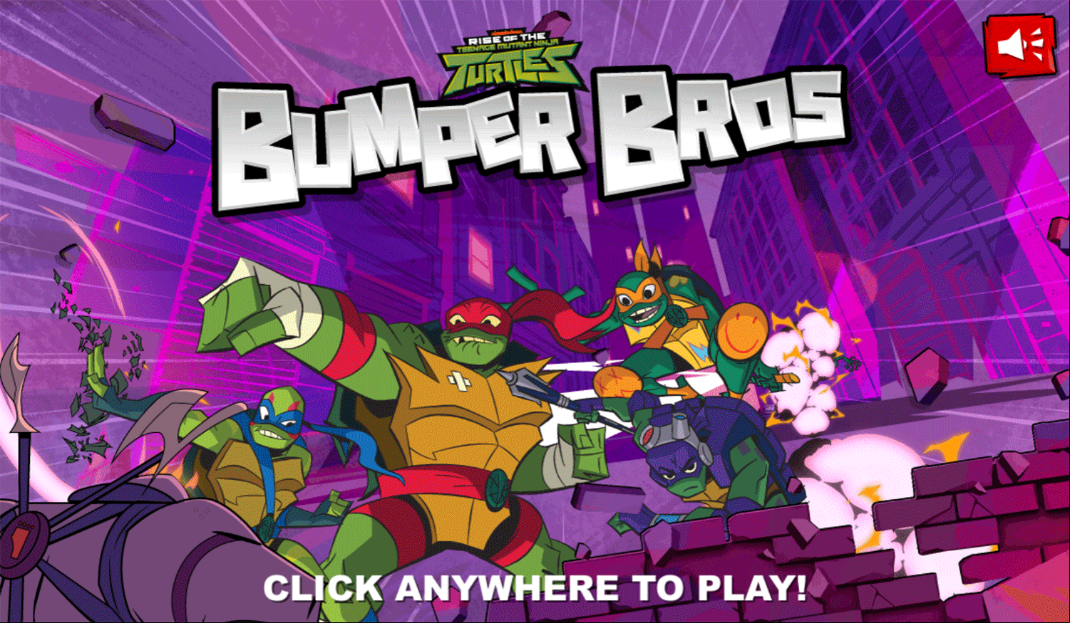 TMNT Bumper Bros Welcome Screen Screenshot.