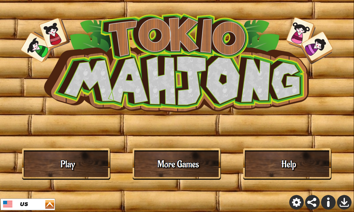 Tokio Mahjong Game Welcome Screen Screenshot.