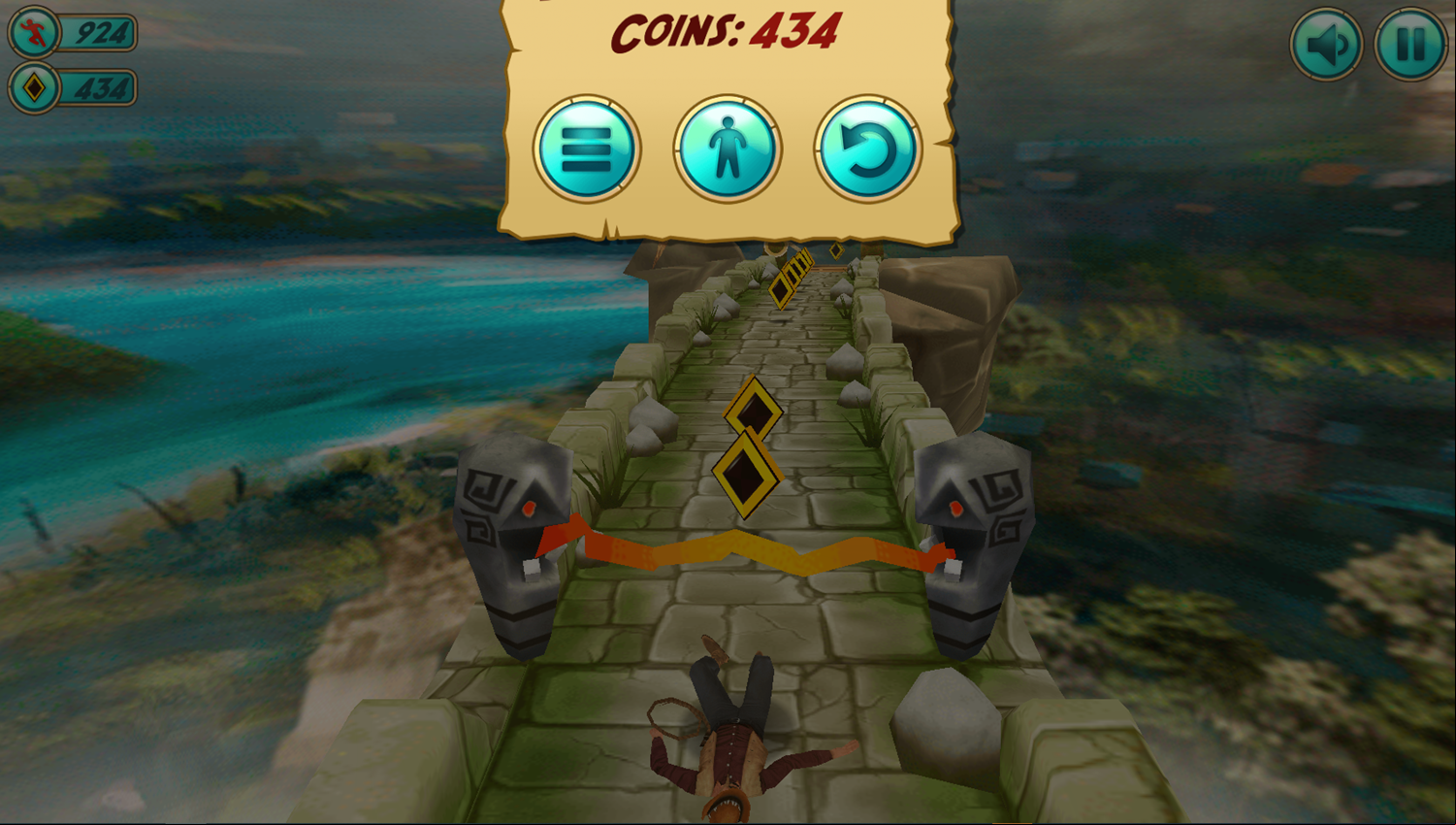 Tomb Runner Game Over Screenshot.
