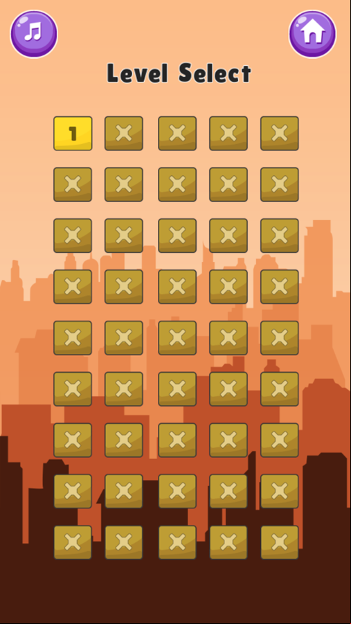 Tower Boom 2 Game Level Select Screenshot.