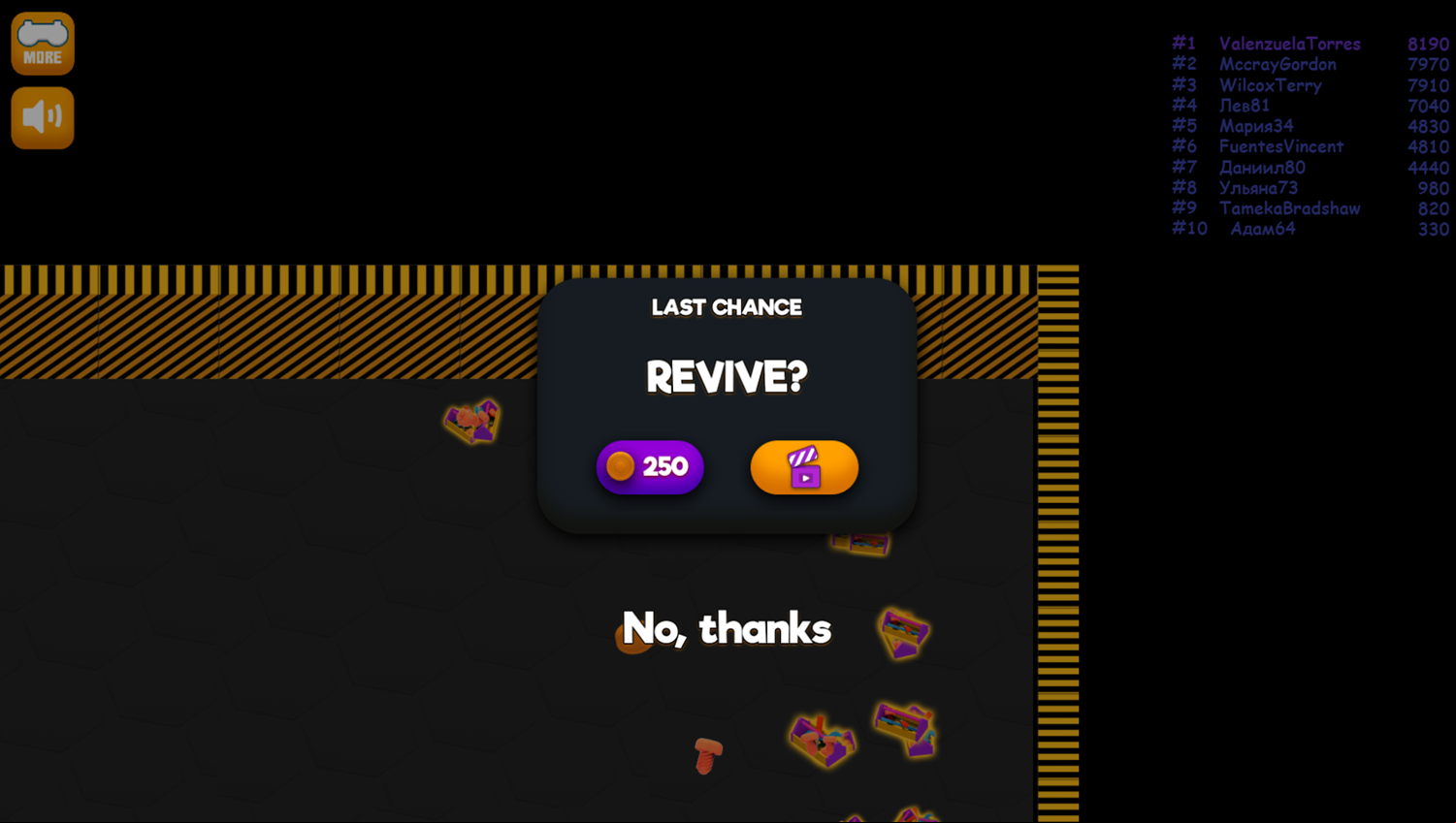Trains.io 3D Game Over Screenshot.