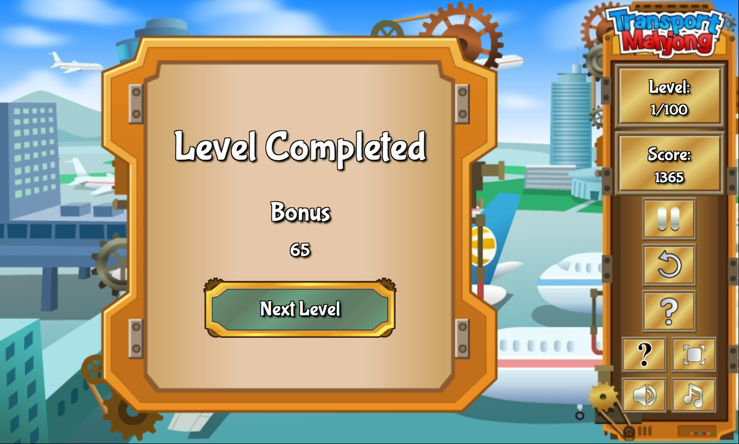 Transport Mahjong Game Level Completed Screenshot.