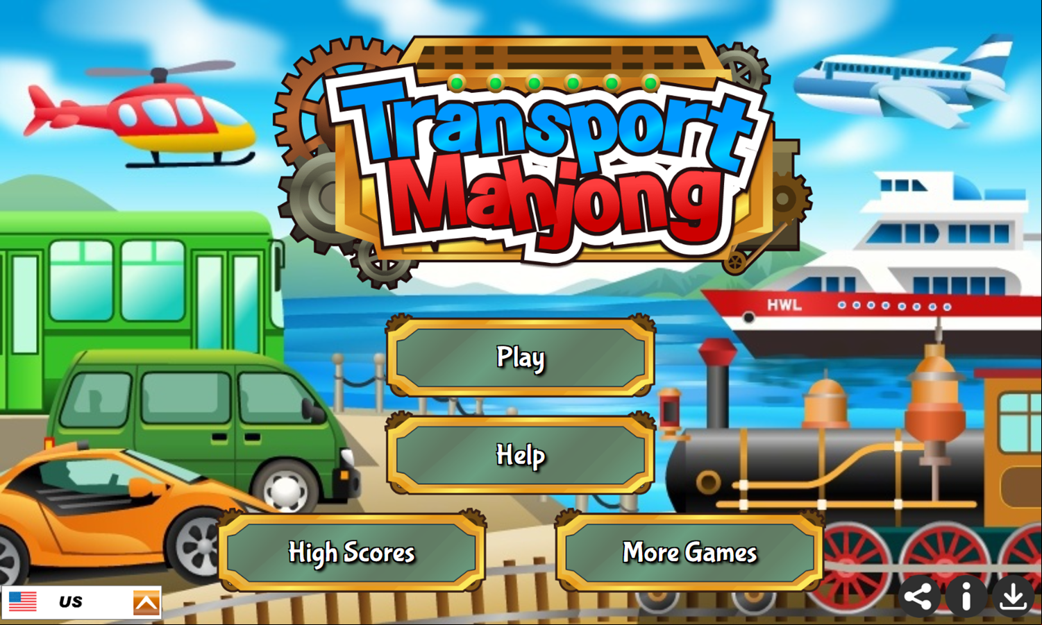 Transport Mahjong Game Welcome Screen Screenshot.