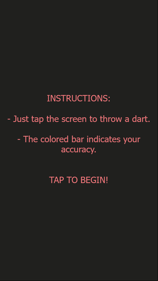 Treze Darts Game Instructions Screenshot.