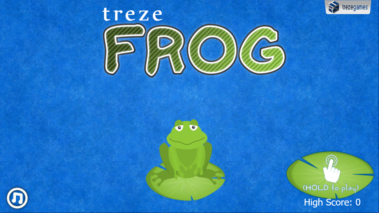 Treze Frog Game Welcome Screen Screenshot.