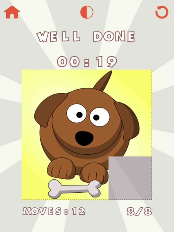 Treze8puzzle Game Dog Puzzle Complete Screenshot.