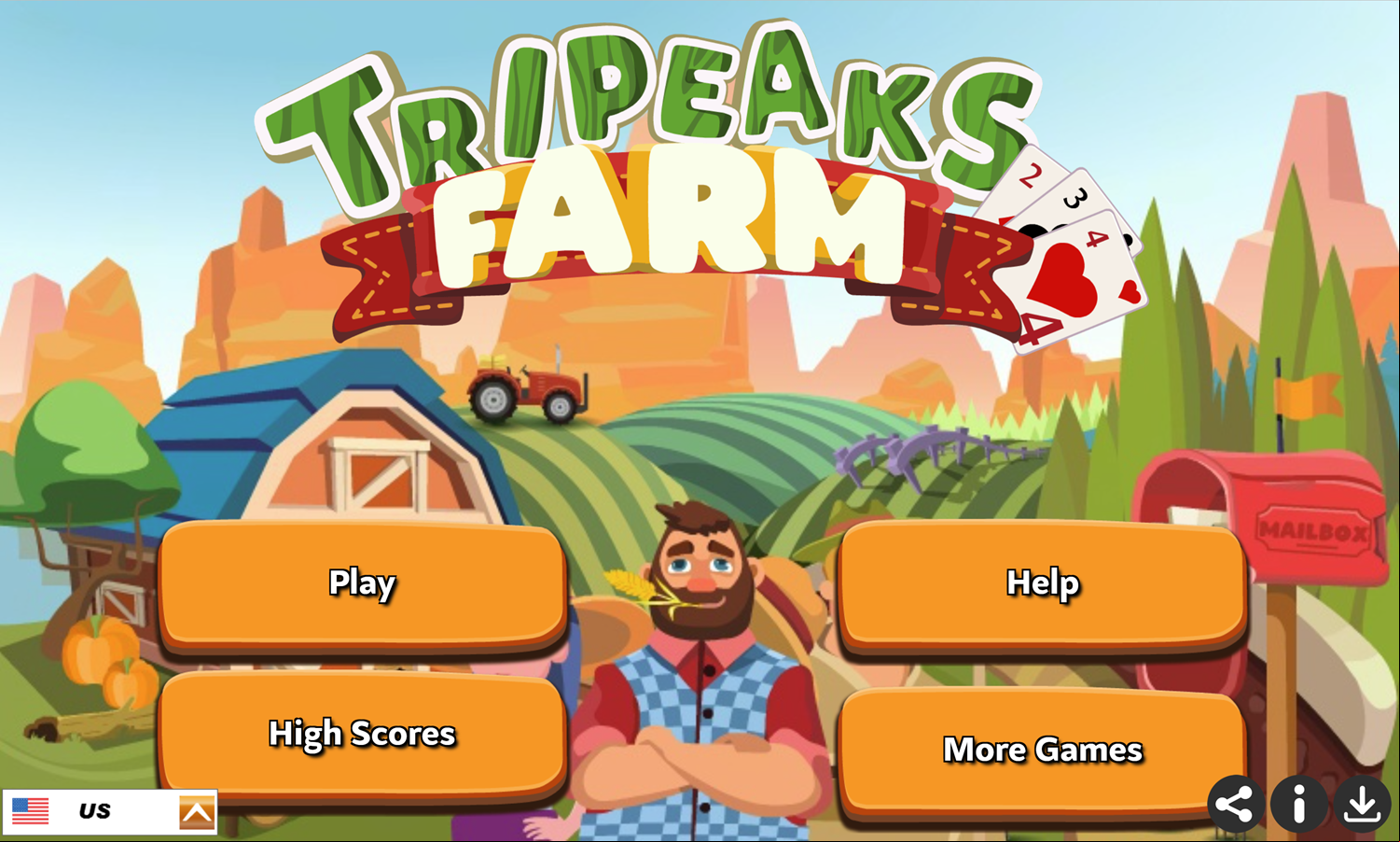 Tripeaks Farm Solitaire Game Welcome Screen Screenshot.