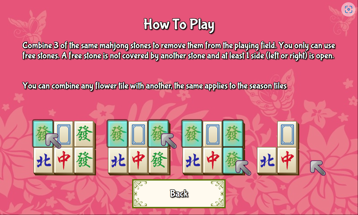 Triple Mahjong 2 Game How To Play Screenshot.