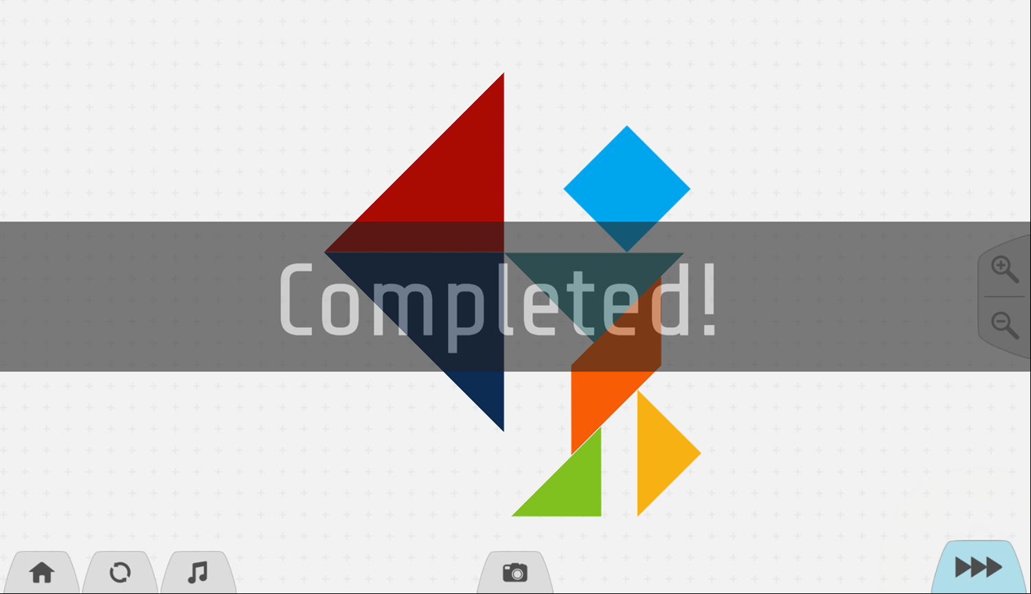 TRZ Tangram Game Level Completed Screenshot.