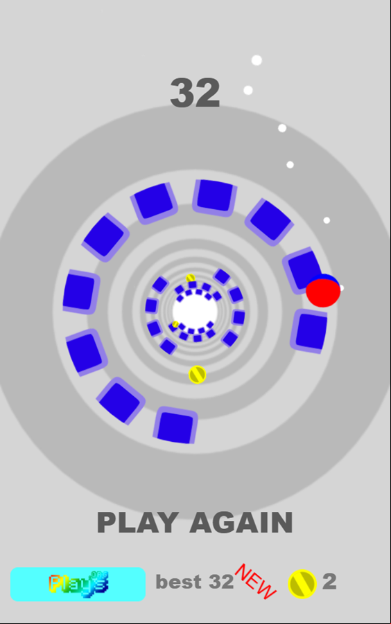 Tunnel Ball Game Over Screenshot.