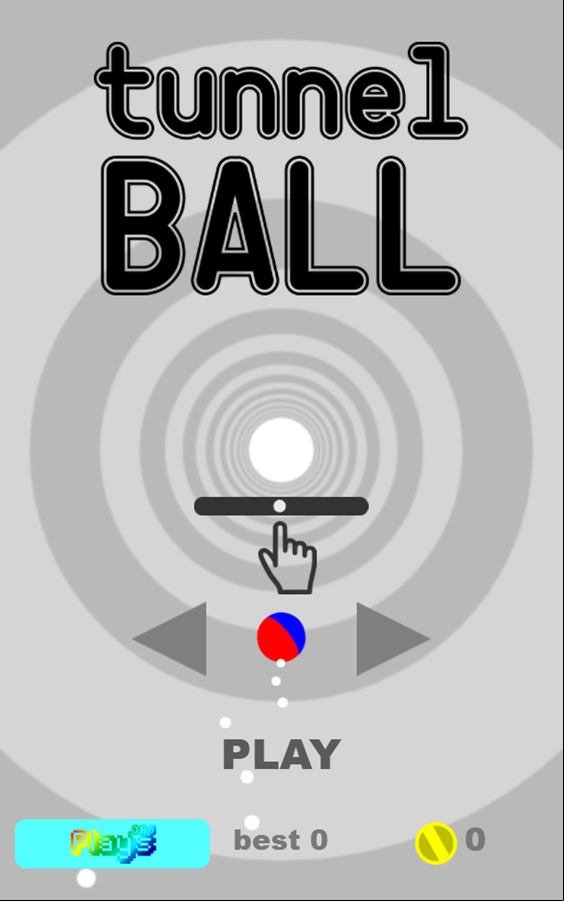 Tunnel Ball Game Welcome Screen Screenshot.