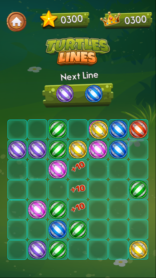 Turtles Lines Game Play Screenshot.