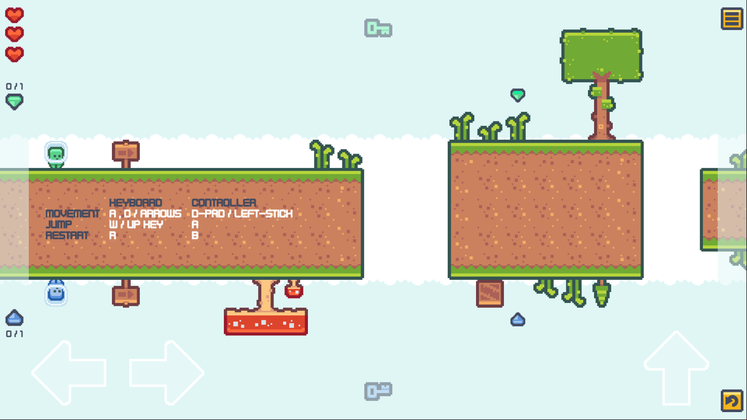 Two Aliens Adventure Controls Screenshot.