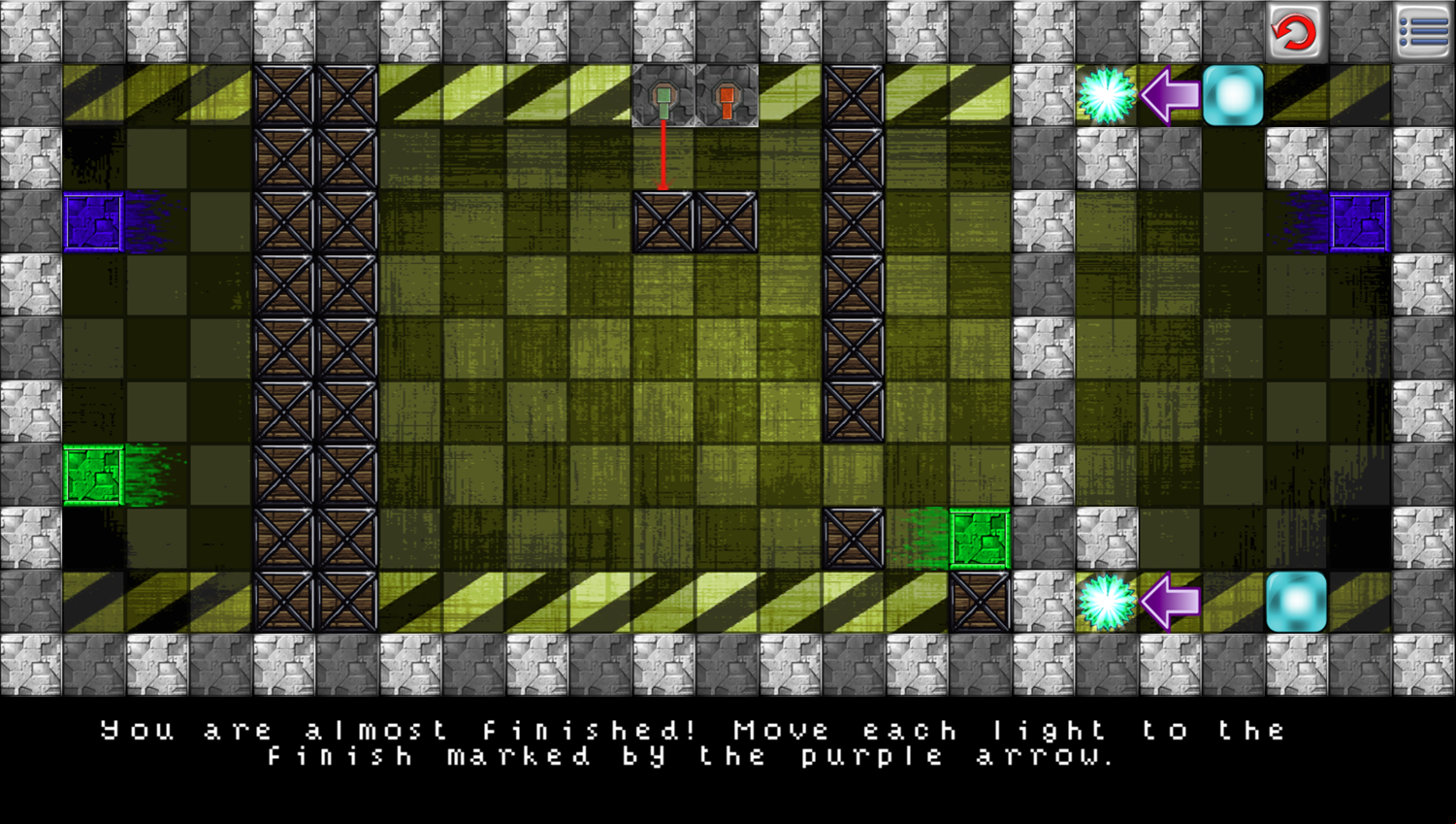Two Lights Game How to Play Finishing Levels Screen Screenshot.