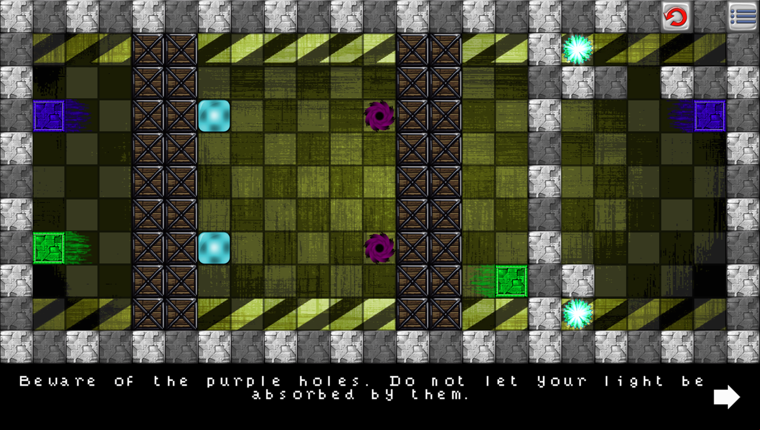 Two Lights Game How to Play Purple Hole Instructions Screen Screenshot.