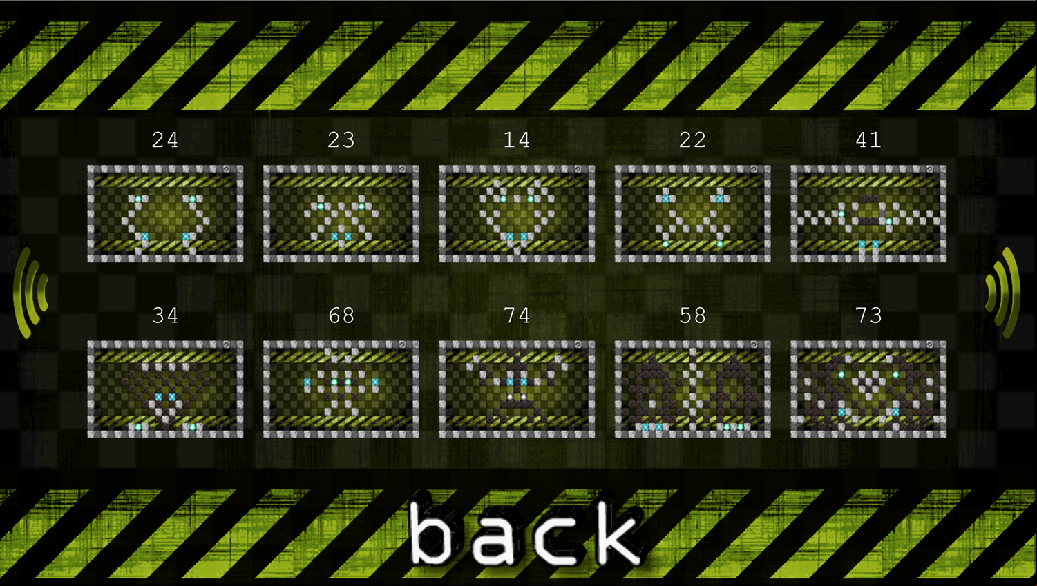 Two Lights Game Level Select Screen Screenshot.