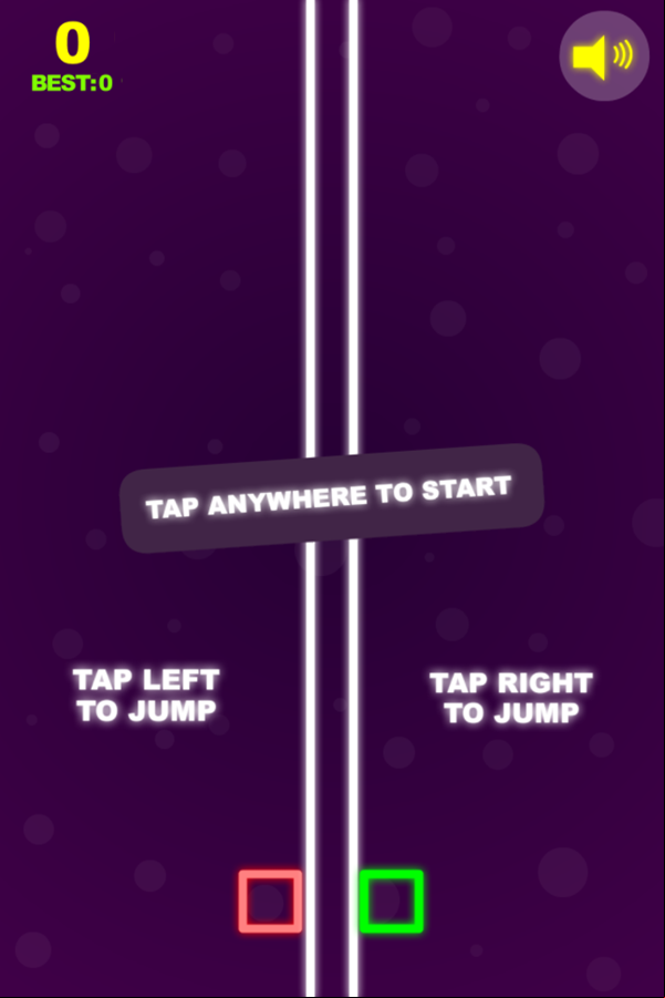 Two Neon Boxes Game Start Screenshot.