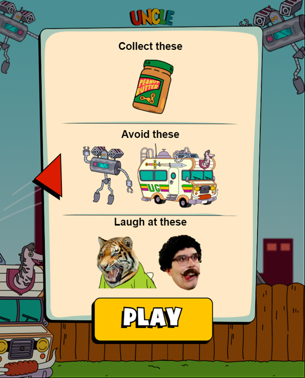 Uncle Grandpa Peanut Butter Flutter Game Instructions Screenshot.