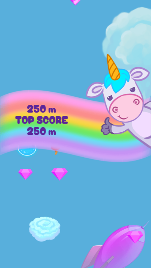 Unicorn Blast Game Over Screenshot.