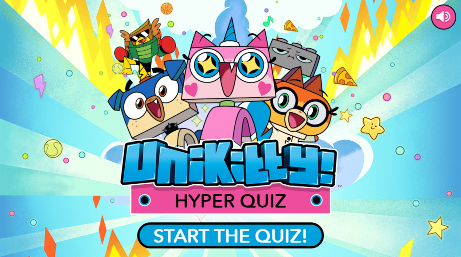 UniKitty Hyper Quiz Welcome Screen Screenshot.