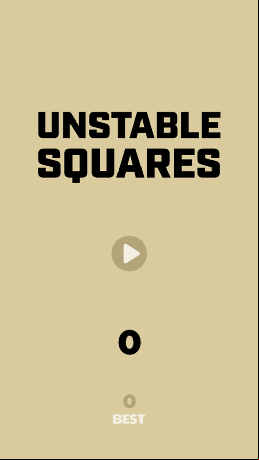 Unstable Squares Game Welcome Screen Screenshot.