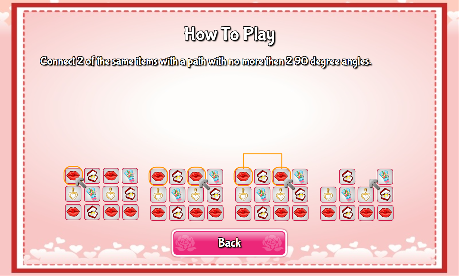 Valentine Link Game How To Play Screenshot.