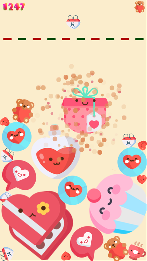 Valentine's Day Suika Game Challenge Screenshot.