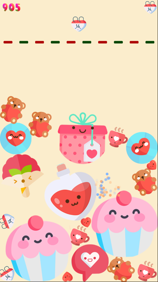Valentine's Day Suika Game Progress Screenshot.