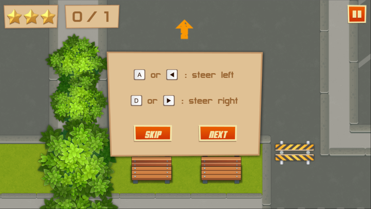 Valet Parking Game Controls Screenshot.