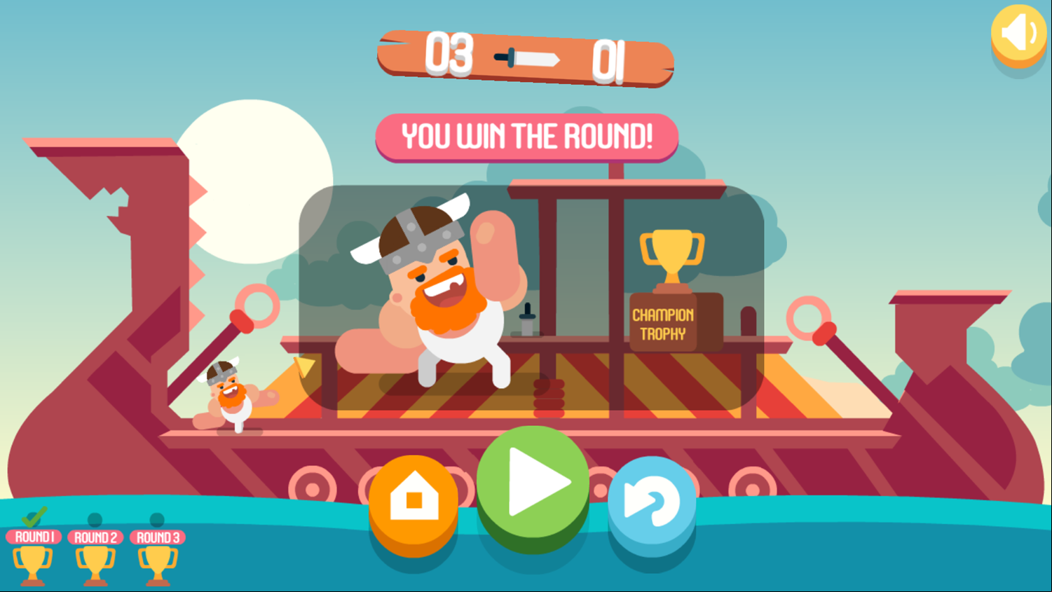 Viking Brawl Game Stage 2 Complete Screenshot.