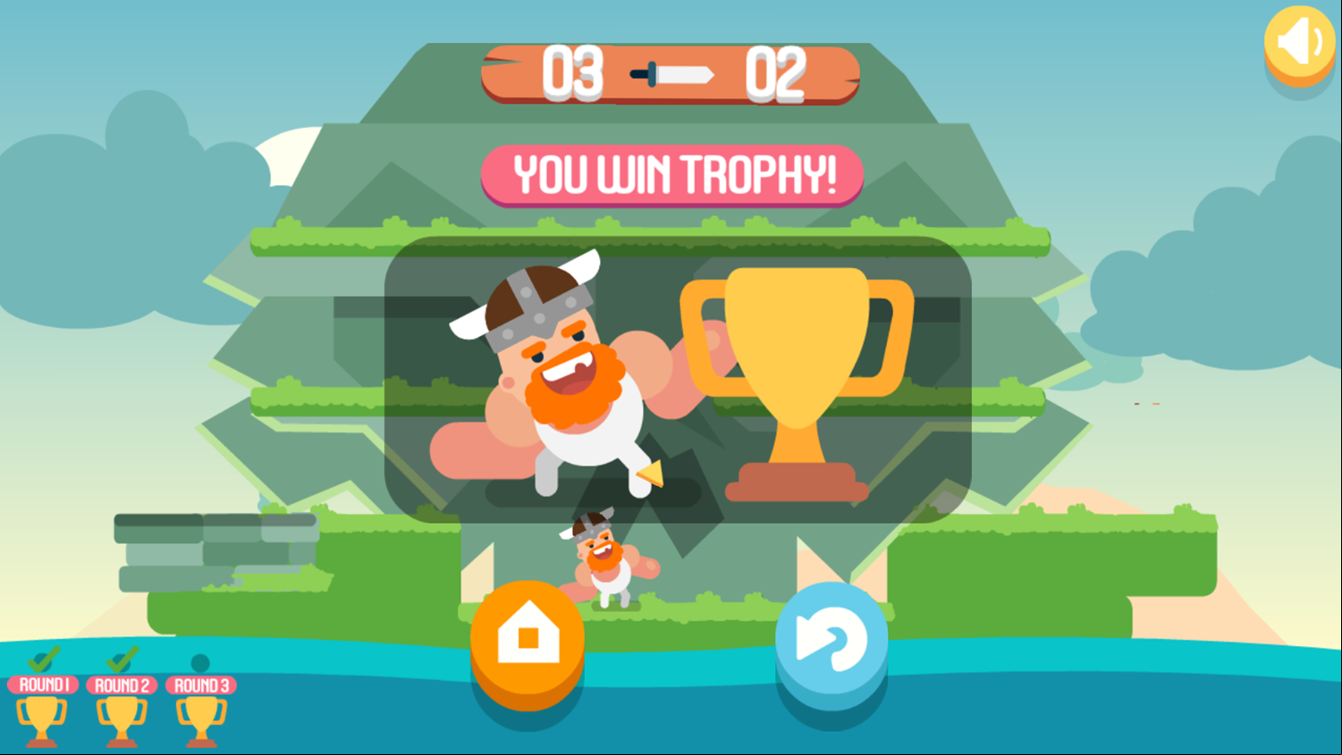 Viking Brawl Game Stage 3 Complete Screenshot.