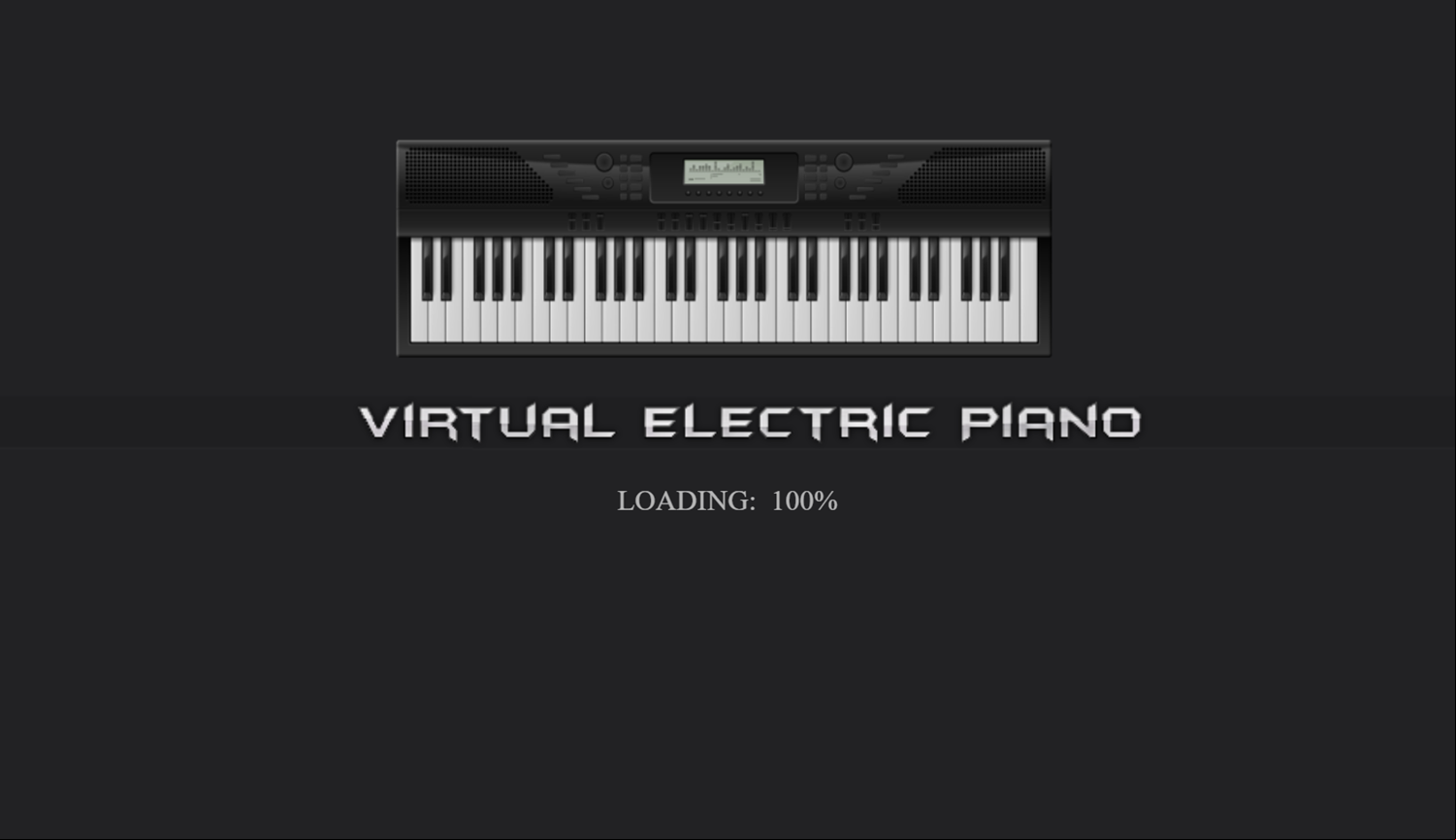 Virtual Electric Piano Game Welcome Screen Screenshot.