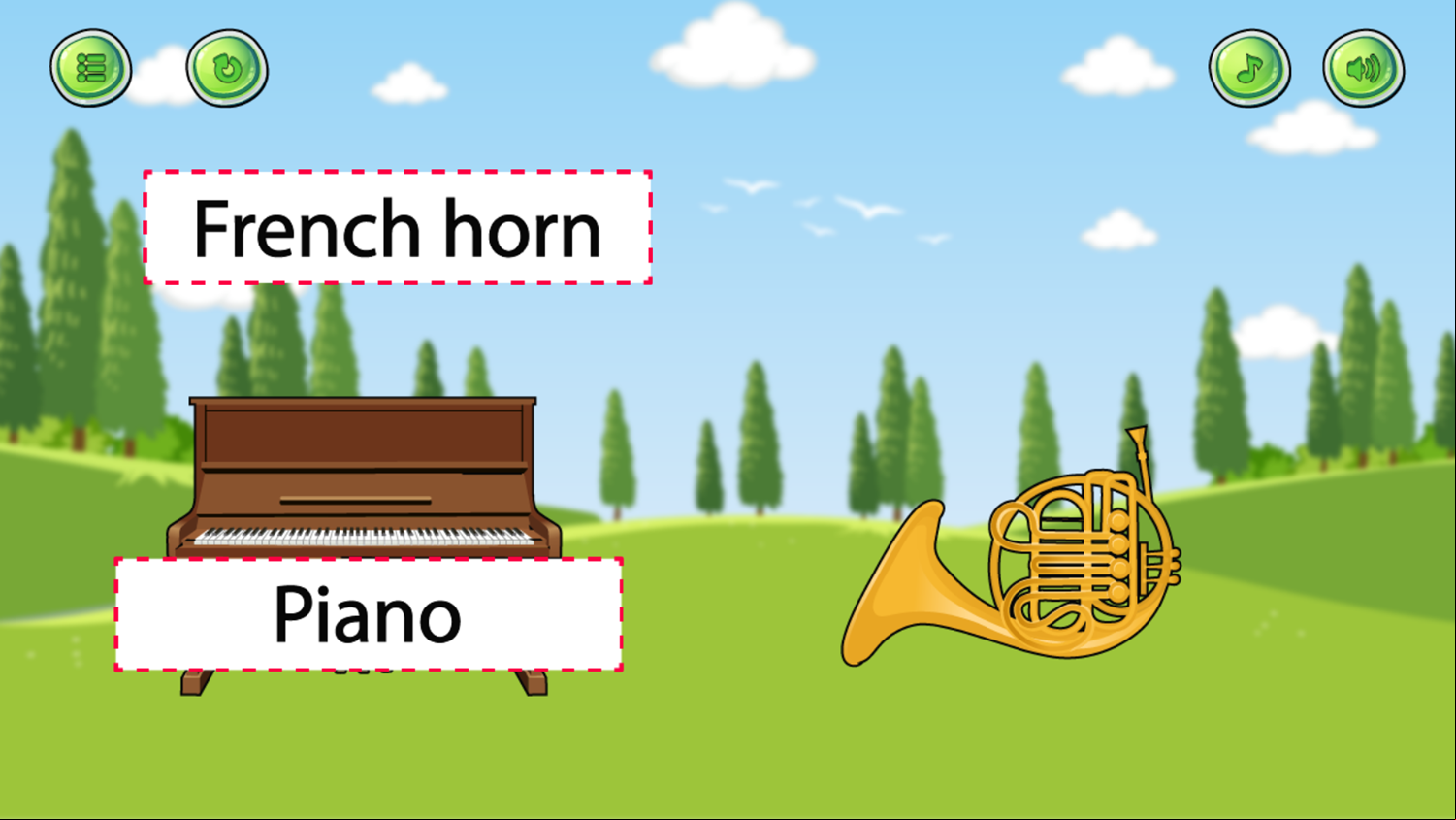 Vocabulary Music Game Level Play Screenshot.