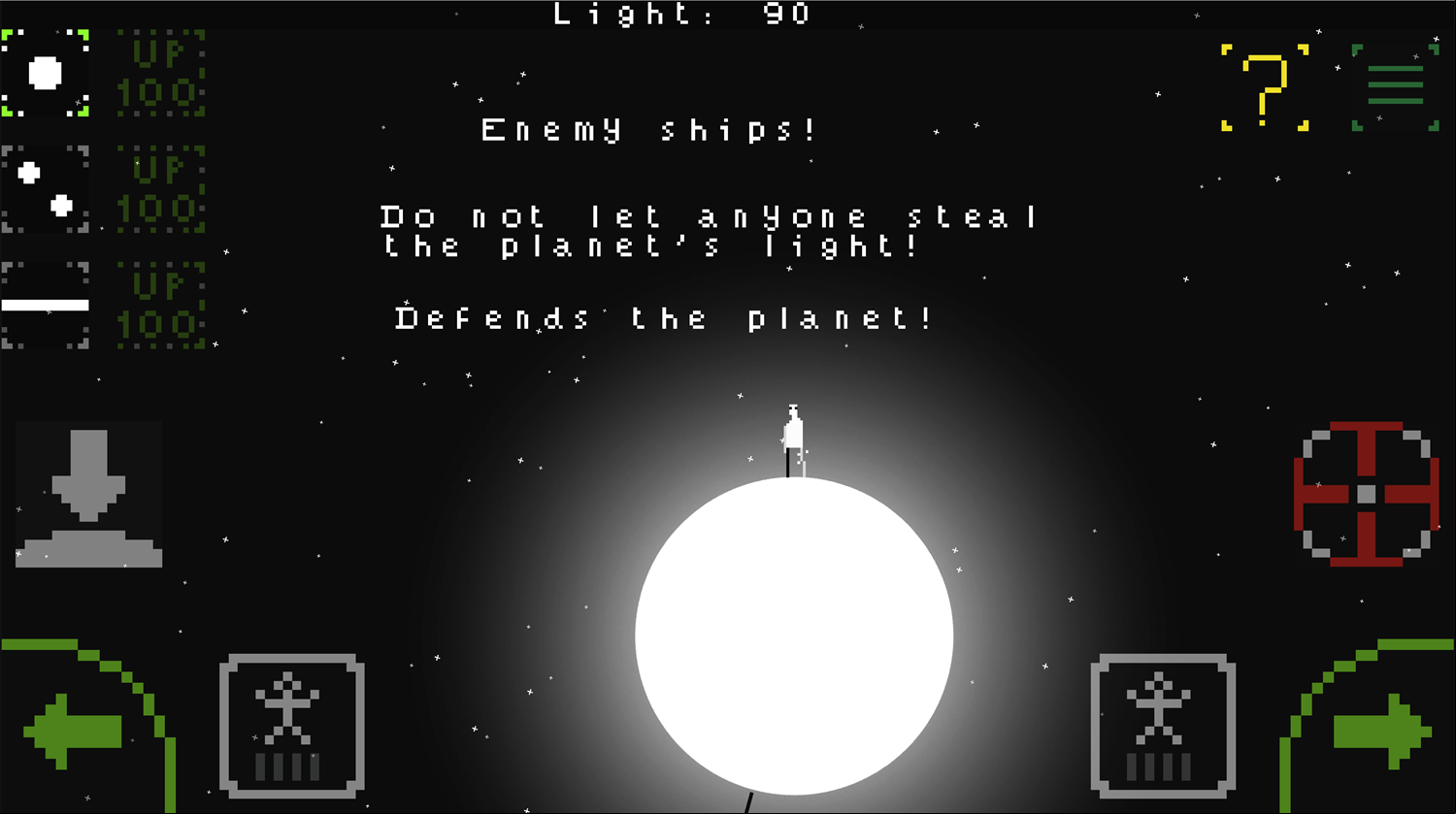 War of Light Game Defend the Planet Instructions Screen Screenshot.