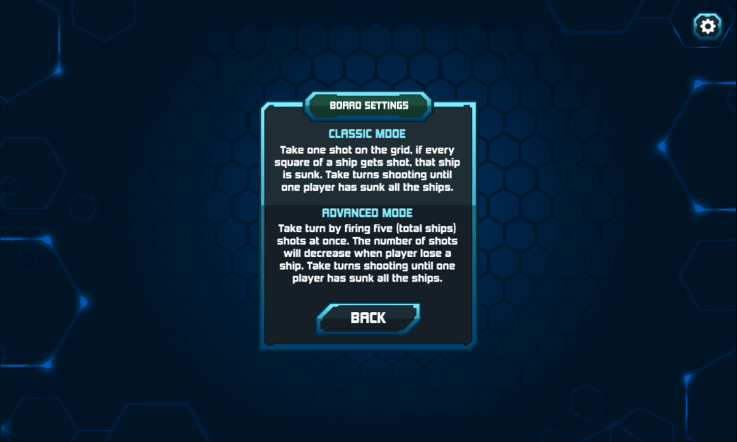 Warship Game Classic vs Advanced Modes Screen Screenshot.