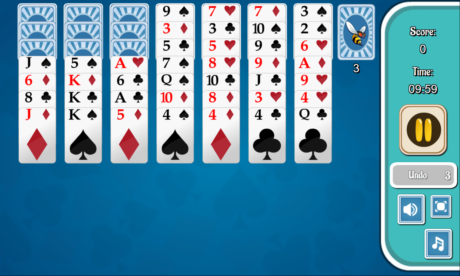 Wasp Solitaire Game Start Screenshot.