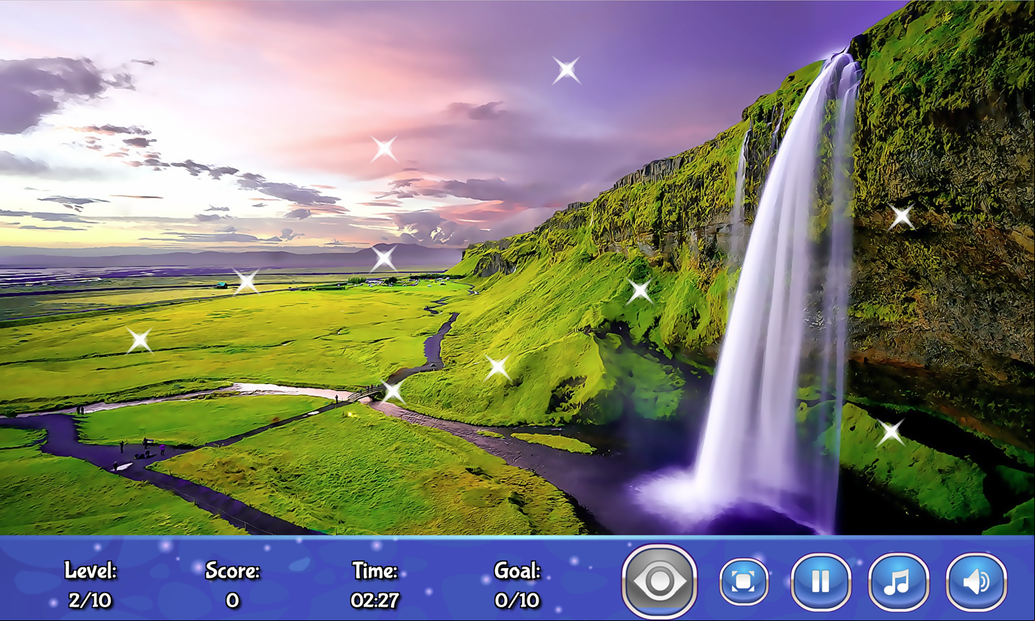 Waterfall Hidden Stars Game Level Load Screenshot.