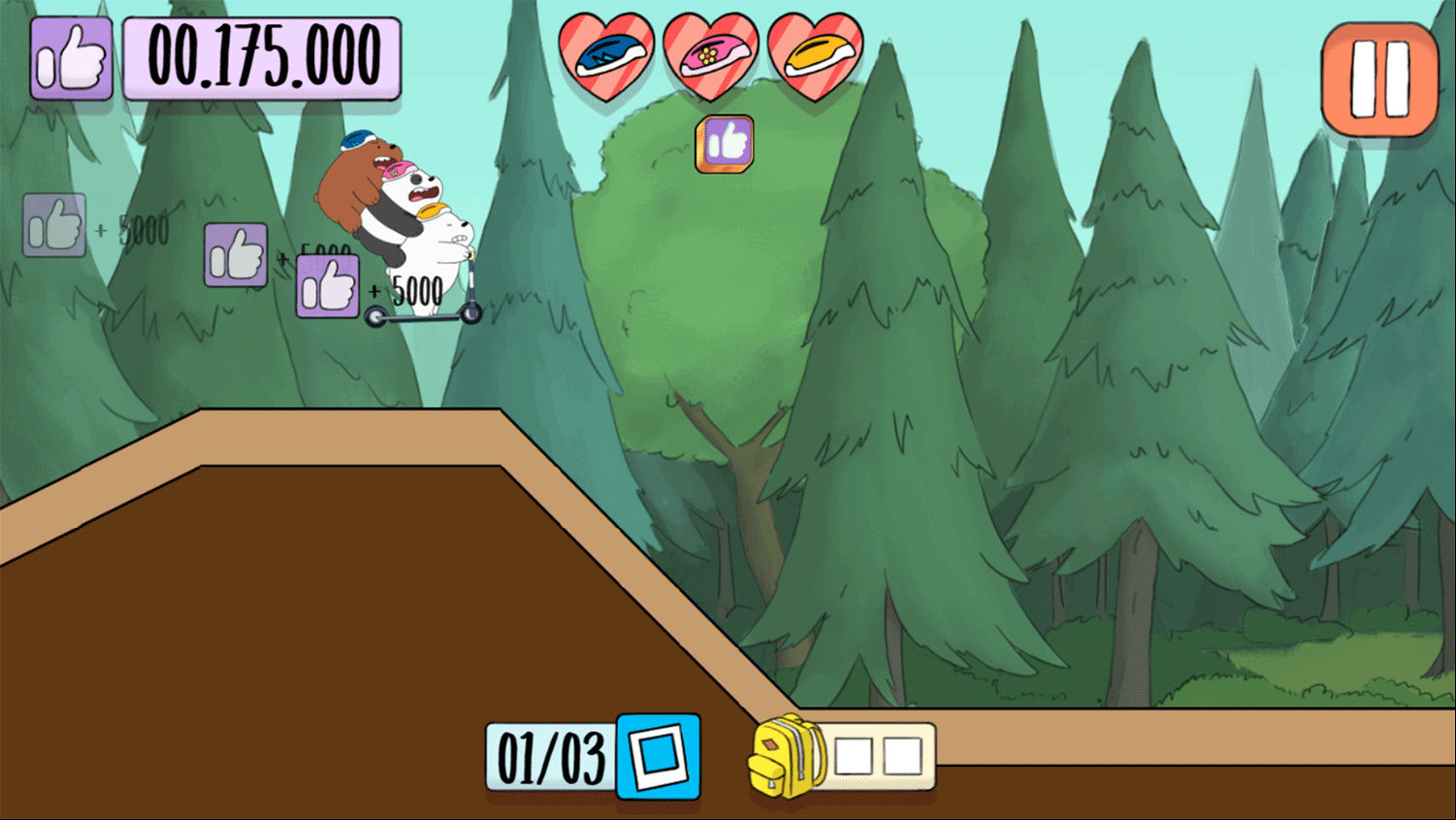 We Bare Bears Scooter Streamers Game Screenshot.