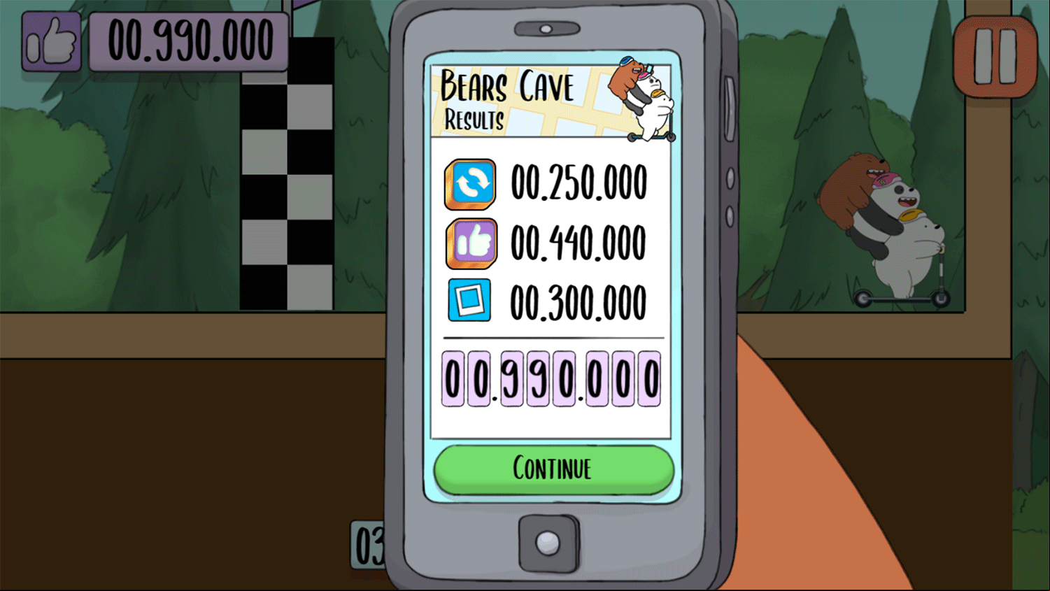 We Bare Bears Scooter Streamers Result Screenshot.