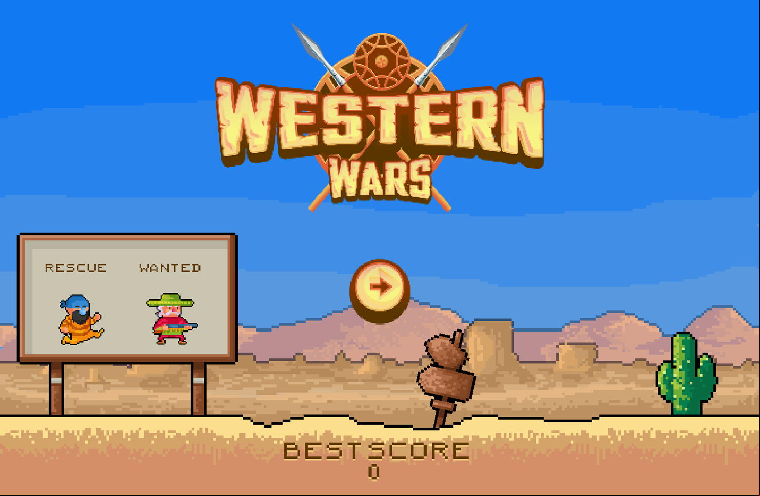Western Wars Game Welcome Screen Screenshot.