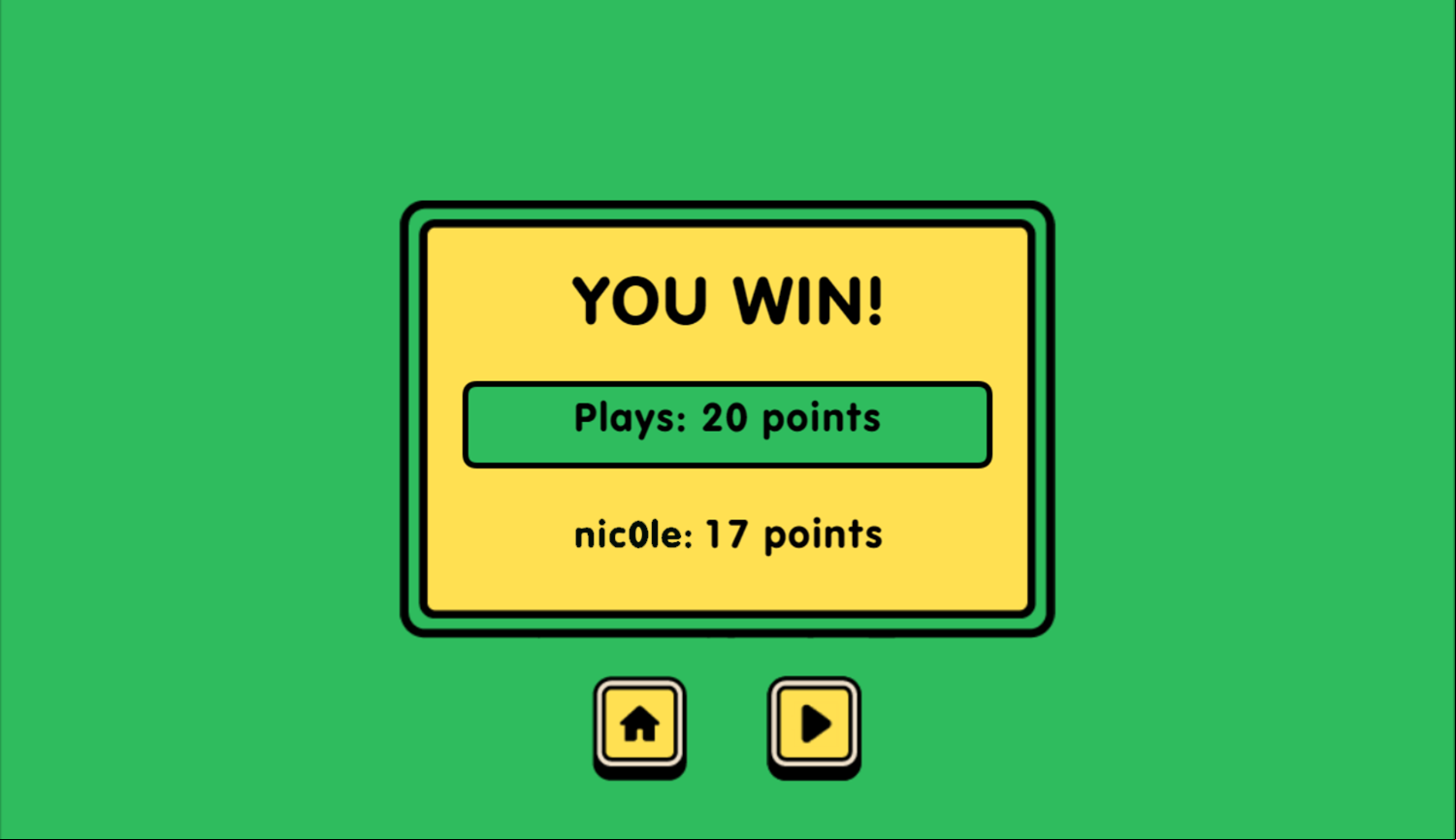 Whack a Mole With Buddies Game Win Screenshot.