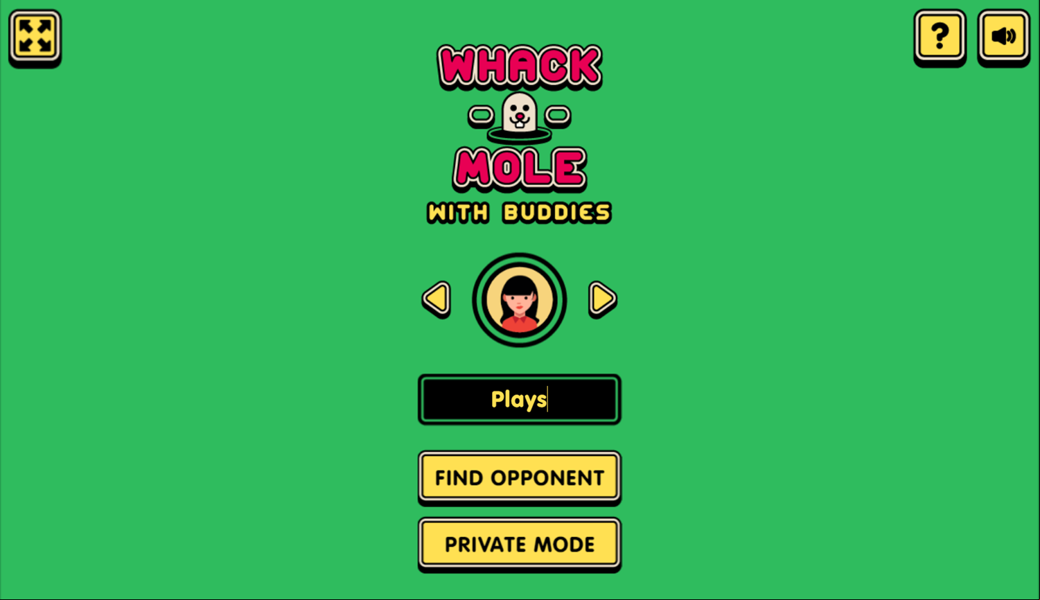 Whack a Mole With Buddies Game Welcome Screen Screenshot.