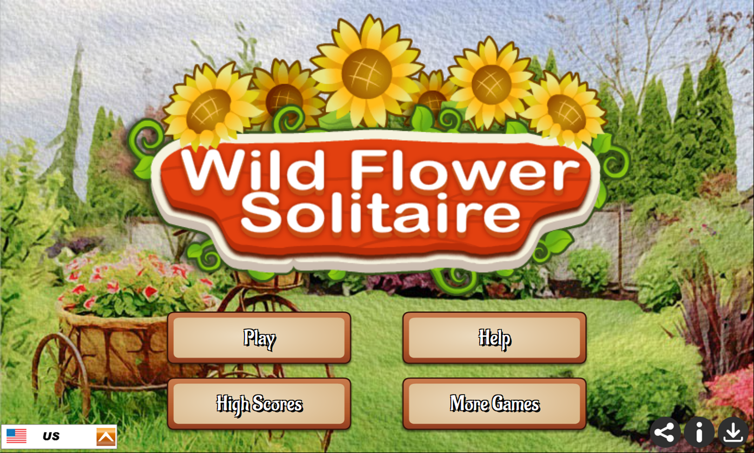 Wild Flower Solitaire Game Welcome Screen Screenshot.