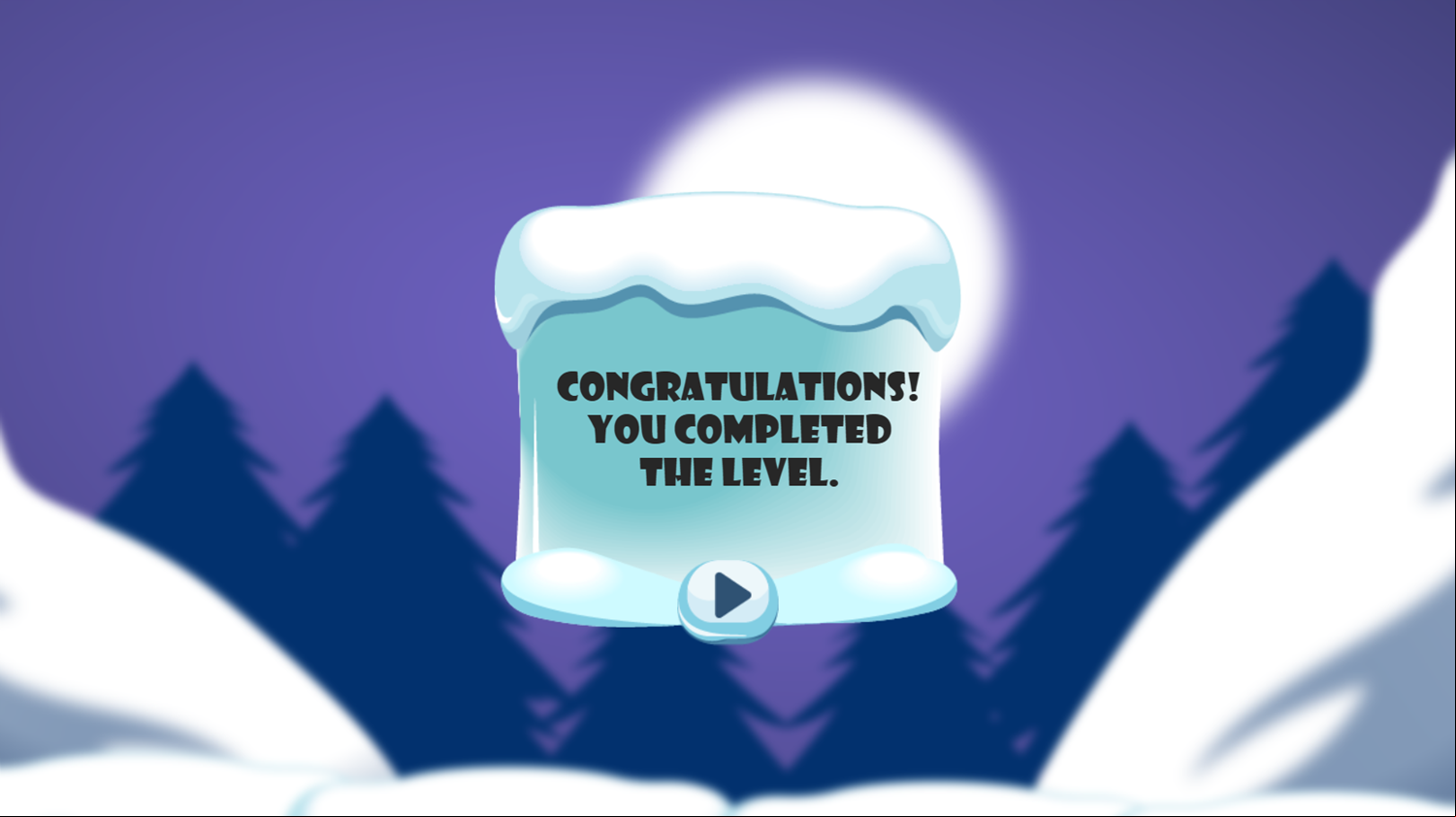 Winter Game Level Completed Screenshot.