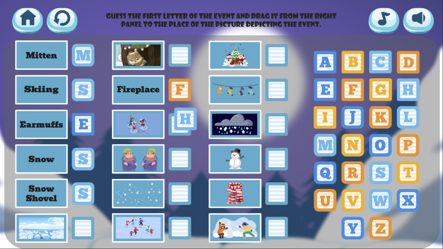 Winter Game Level Play Screenshot.