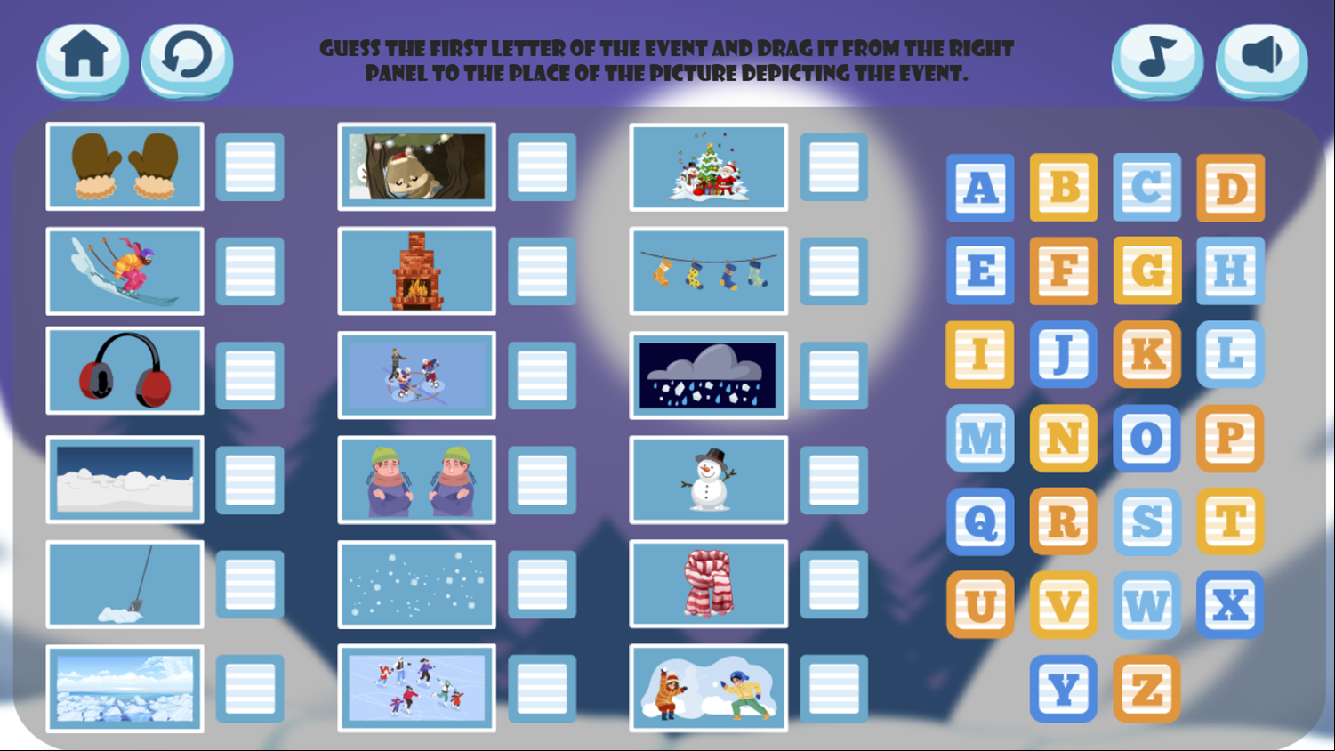 Winter Game Level Start Screenshot.