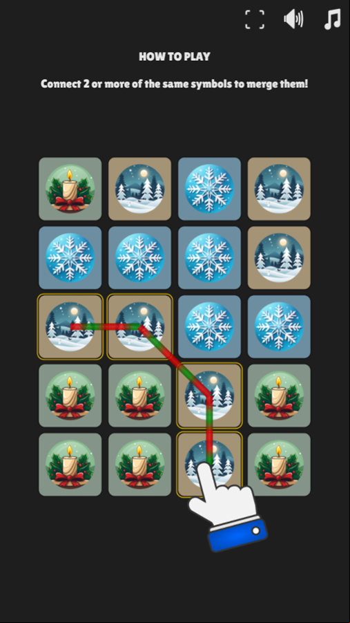 Winter Wonder Symbol Merge Game How To Play Screenshot.