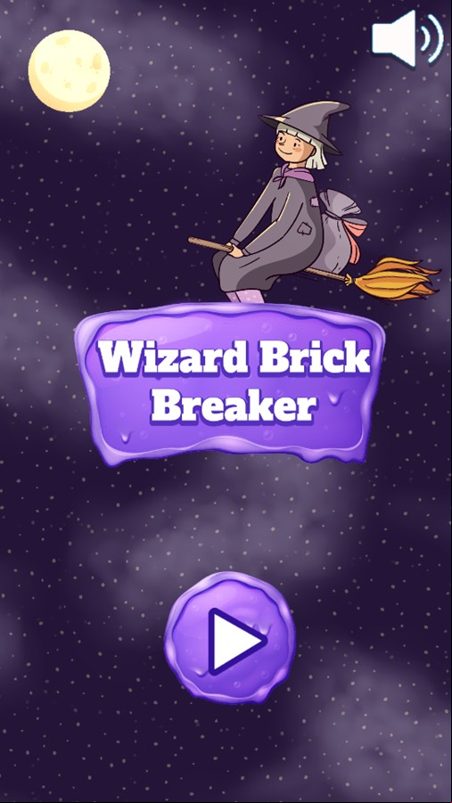 Wizard Brick Breaker Game Welcome Screen Screenshot.