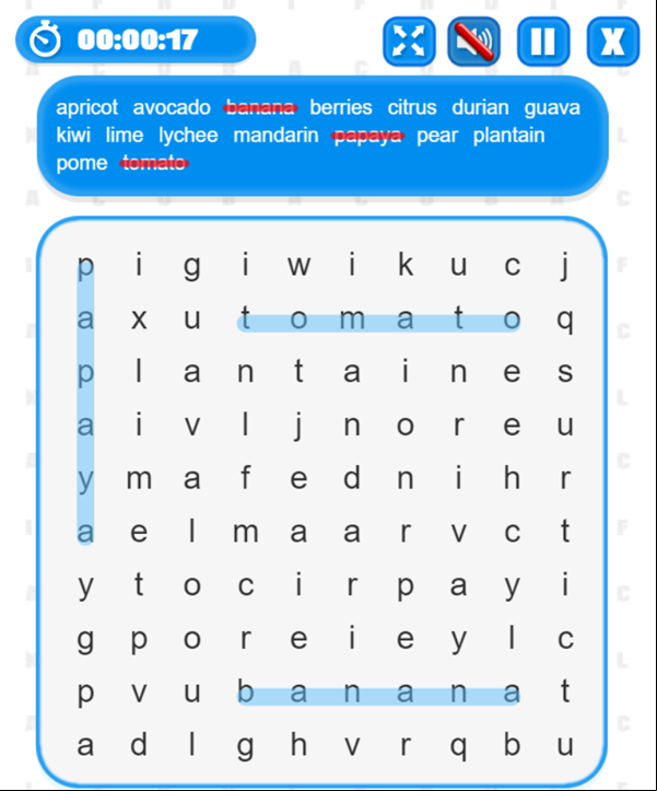 Word Search Game Gameplay Screenshot.