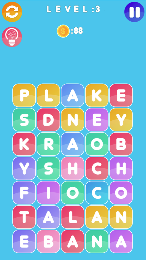 Word Search Game Level Screenshot.